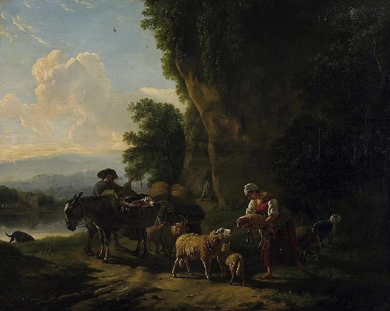 Balthasar Ommeganck - Atmosfera serale davanti alle scogliere in riva al fiume